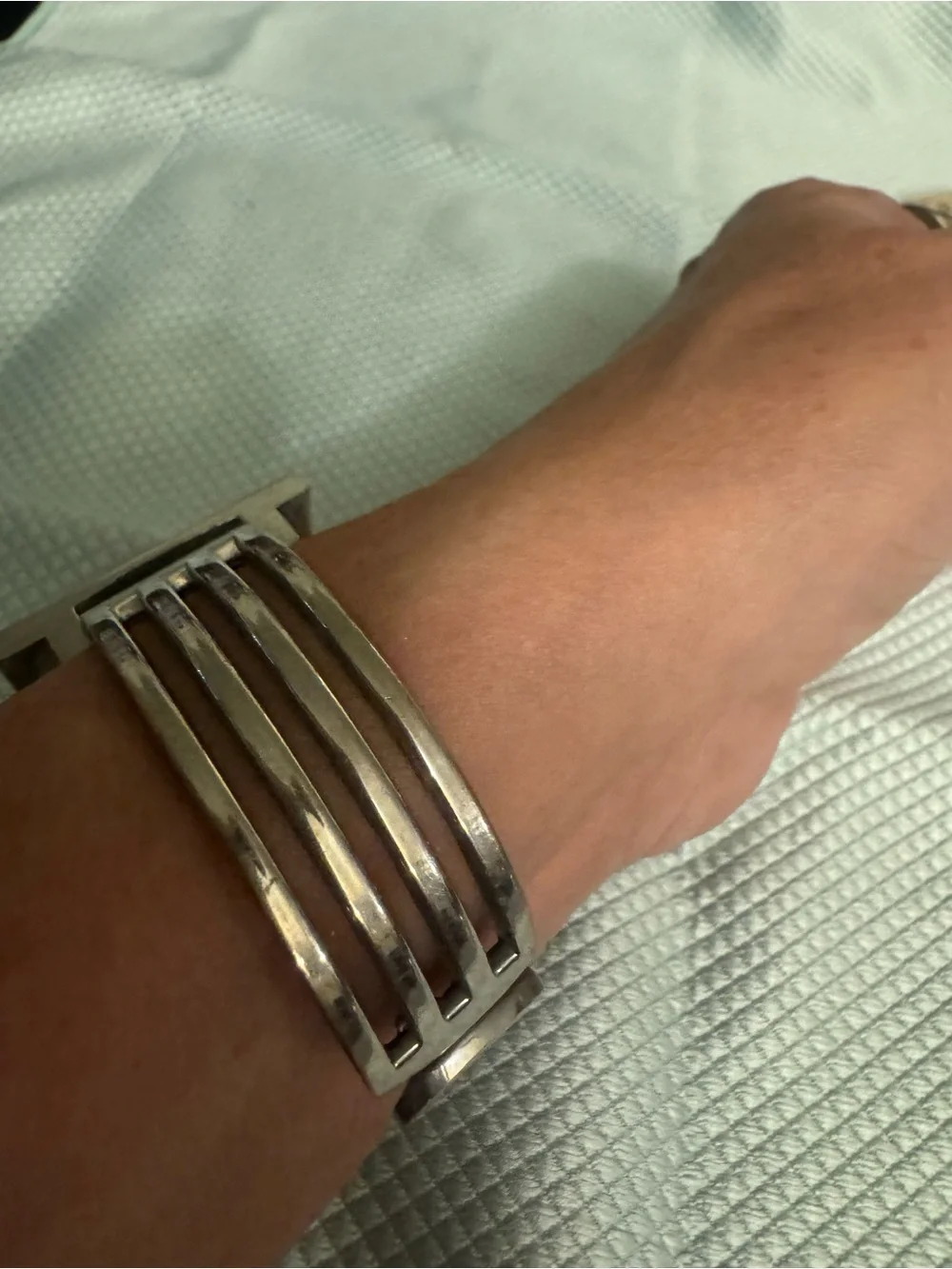 Geneva Silver Square-Face Quartz Watch Bracelet